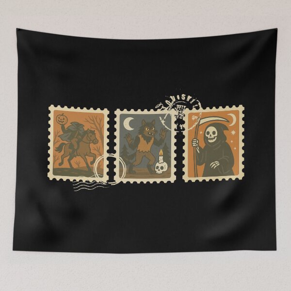 Item preview, Dark Folklore Halloween Retro Stamps designed and sold by Sturdust.