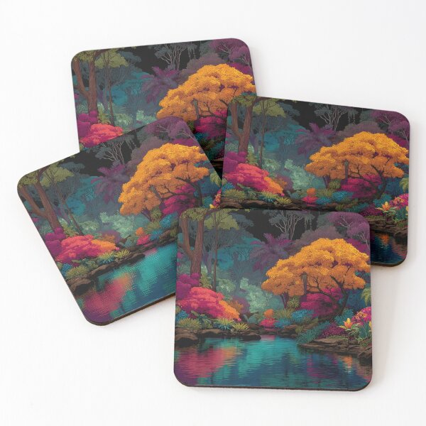 Item preview, Artistic vibrant jungle river print designed and sold by dcrc.