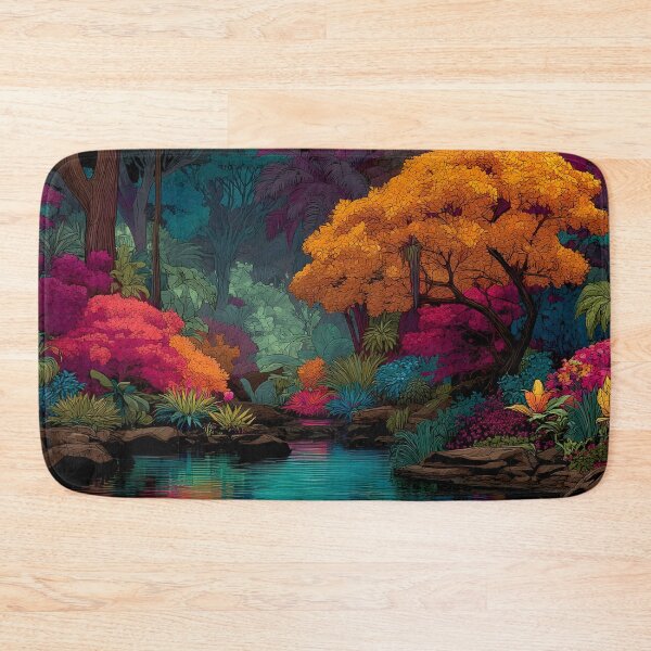 Item preview, Artistic vibrant jungle river print designed and sold by dcrc.
