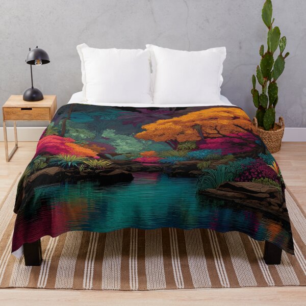 Item preview, Artistic vibrant jungle river print designed and sold by dcrc.