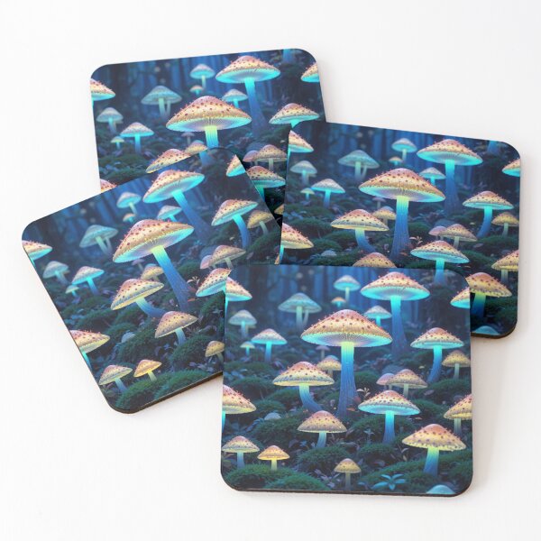 Item preview, Enchanted Glowing Mushrooms at Dusk designed and sold by InezPhotography.