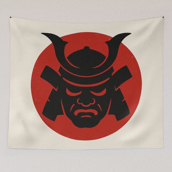 Item preview, Samurai Mask Silhouette – Minimalist Japanese Rising Sun Design designed and sold by ShenGha-design.