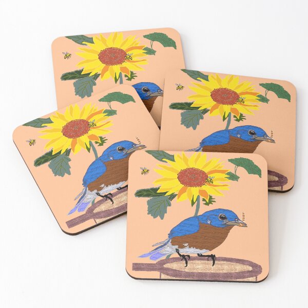 Item preview, Bluebird Catches a Worm by the Sunflower designed and sold by kristalcurt.