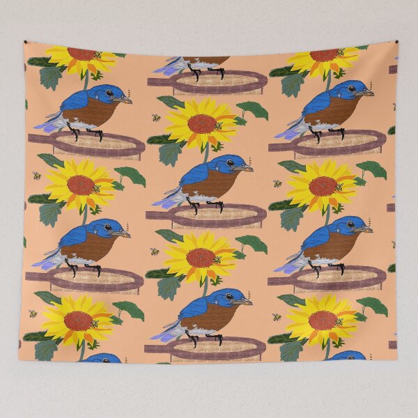 Item preview, Bluebird Catches a Worm by the Sunflower designed and sold by kristalcurt.
