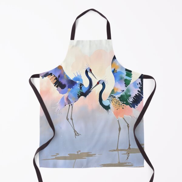 Item preview, Japanese crane birds dance watercolor colors designed and sold by Ledsor.