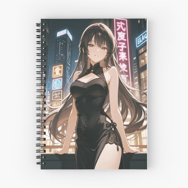 Item preview, Chic Woman in Black Cheongsam at City Night designed and sold by SEIMEI2025.