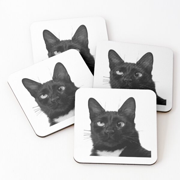 Item preview, Retro Funny Cat Sticker – Goofy Black Cat Face designed and sold by KaternArt.