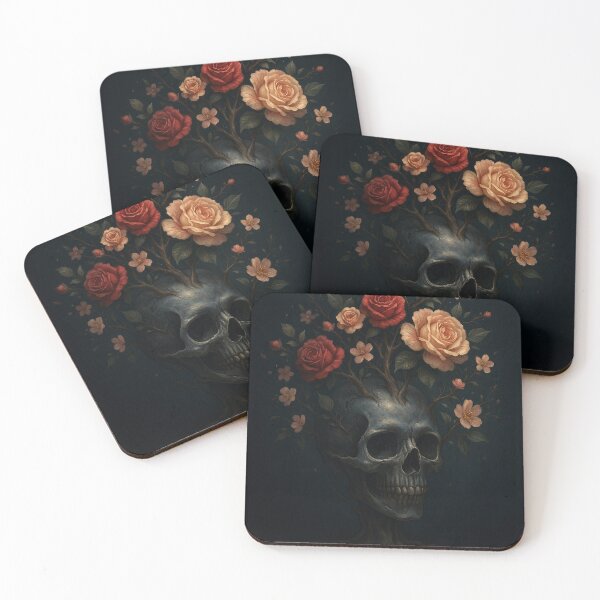 Item preview, A skull with mixed color roses designed and sold by KingzWorld.