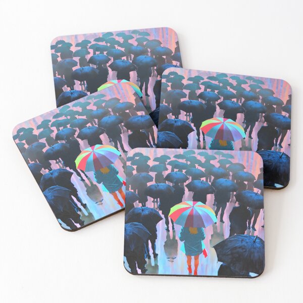 Item preview, Girl umbrella colorful crowd loneliness contrast designed and sold by Ledsor.