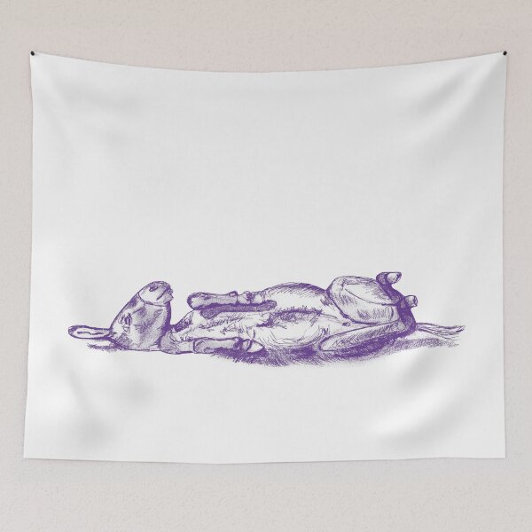 Item preview, Drawing of a donkey rolling on the ground - purple blue colorized version designed and sold by SylvieG18.