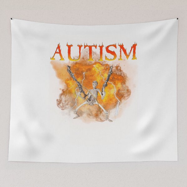 Item preview, Autism Skeleton With Machine Gun Meme designed and sold by Kenyattaowlows.