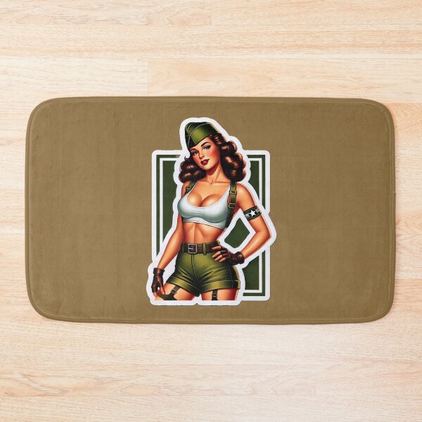 Item preview, Retro Rockabilly Pin-Up Girl Army Print Artwork designed and sold by PinUpPizzazz.