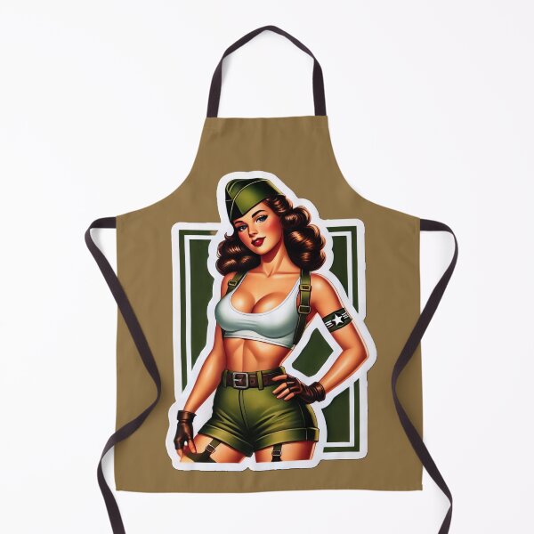 Item preview, Retro Rockabilly Pin-Up Girl Army Print Artwork designed and sold by PinUpPizzazz.
