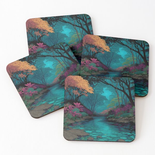 Item preview, Artistic vibrant jungle river print designed and sold by dcrc.