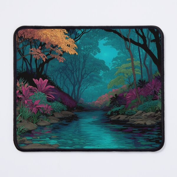 Item preview, Artistic vibrant jungle river print designed and sold by dcrc.