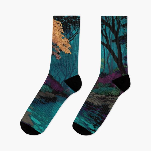 Item preview, Artistic vibrant jungle river print designed and sold by dcrc.