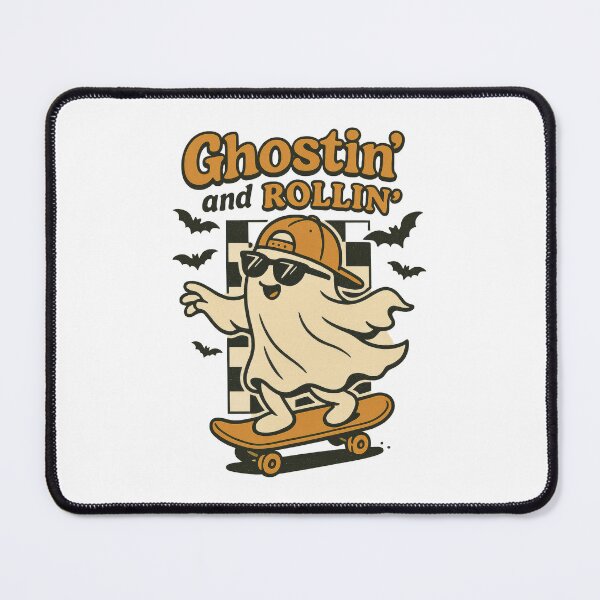 Item preview, Ghostin' and Rollin' Skater Ghost Halloween Retro Design designed and sold by inkoutninja.