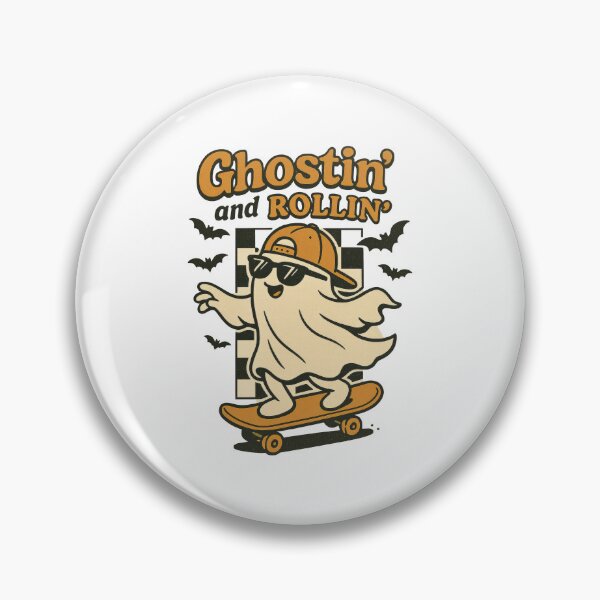 Item preview, Ghostin' and Rollin' Skater Ghost Halloween Retro Design designed and sold by inkoutninja.