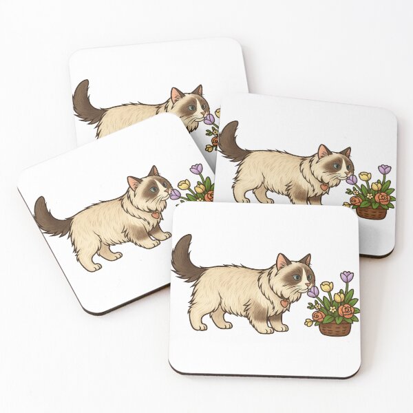 Item preview, Ragdoll Cat with Flowers Basket designed and sold by NettoShop.