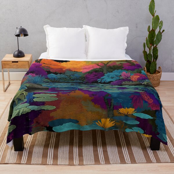 Item preview, Artistic vibrant jungle river print designed and sold by dcrc.