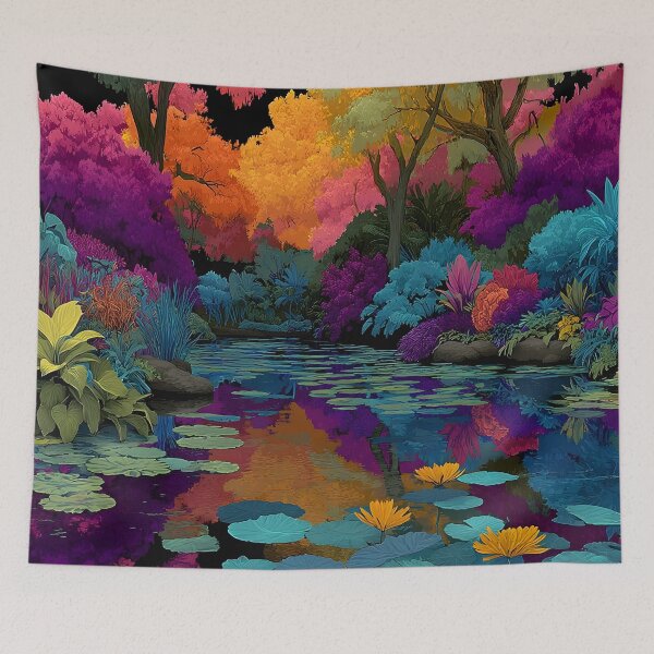 Item preview, Artistic vibrant jungle river print designed and sold by dcrc.