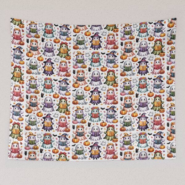 Item preview, Reading Ghosts – Cute Cozy Cartoon Halloween Book Club Design designed and sold by Taans-Creation.
