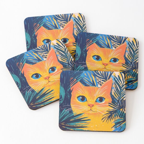 Item preview, Risograph Cat - Bright Retro Jungle Feline designed and sold by Myra365Art.