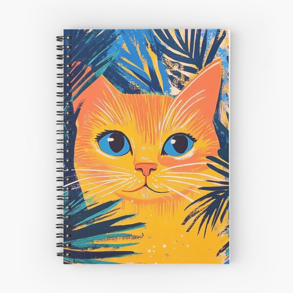 Item preview, Risograph Cat - Bright Retro Jungle Feline designed and sold by Myra365Art.