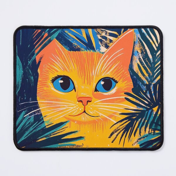 Item preview, Risograph Cat - Bright Retro Jungle Feline designed and sold by Myra365Art.