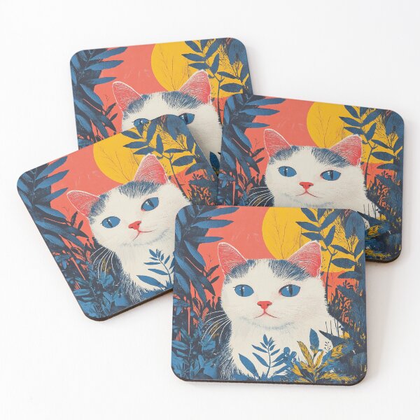 Item preview, Risograph Cat - Retro Style Feline Art designed and sold by Myra365Art.