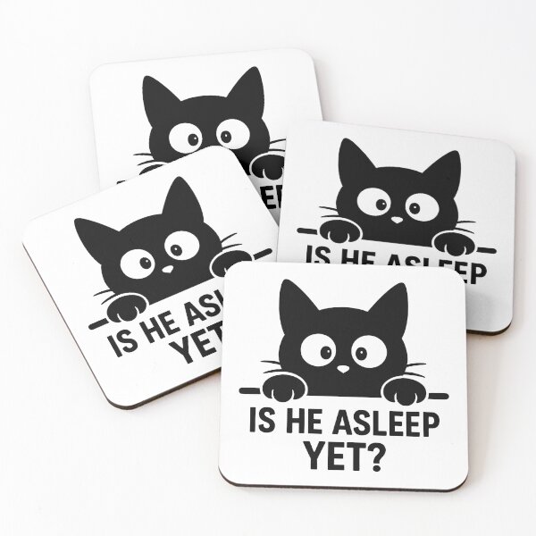 Item preview, Is He Asleep Yet Funny Black Cat Peeking Design designed and sold by inkoutninja.