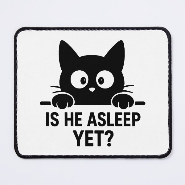Item preview, Is He Asleep Yet Funny Black Cat Peeking Design designed and sold by inkoutninja.