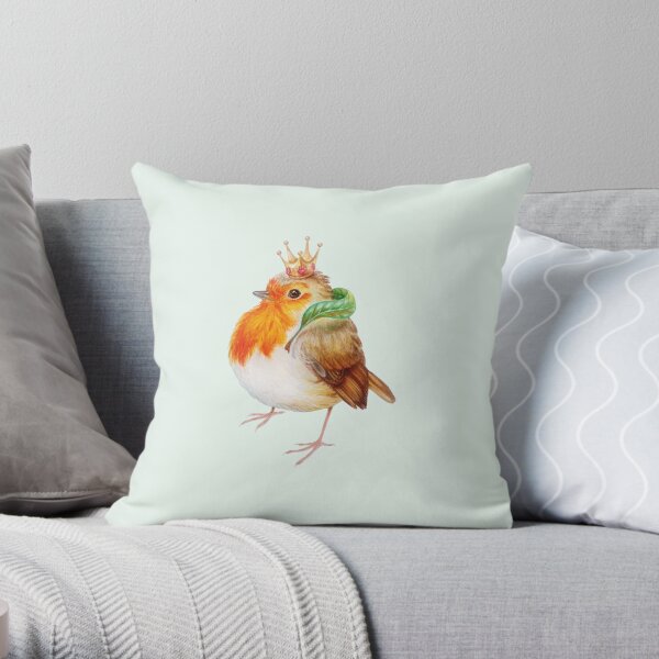 Royal robin by Maria Tiqwah Throw Pillow
