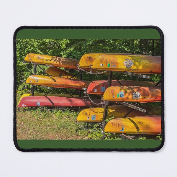 Item preview, Orange Canoes Stacked in Rows on Racks at St. Croix State Park in Hinckley, Minnesota USA designed and sold by LINDA MCKUSICK.