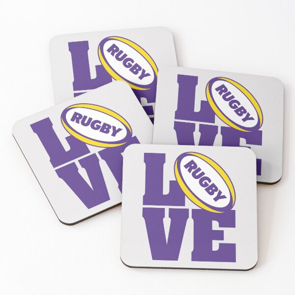 Item preview, Love Rugby Purple Yellow Stacked designed and sold by VintageStyle.