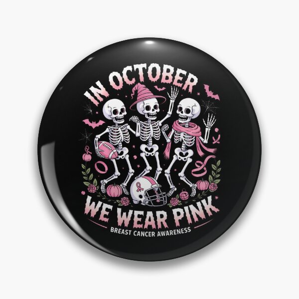 Item preview, In October We Wear Pink Halloween Skeleton designed and sold by chung2525.