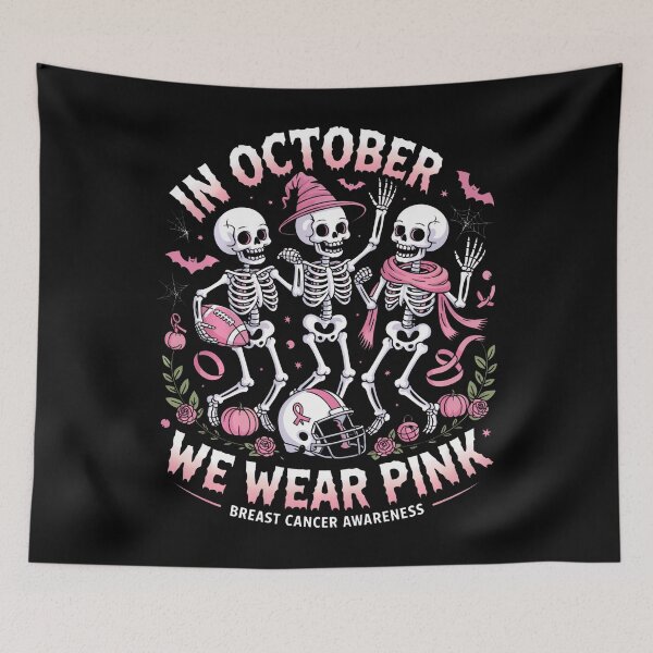 Item preview, In October We Wear Pink Halloween Skeleton designed and sold by chung2525.