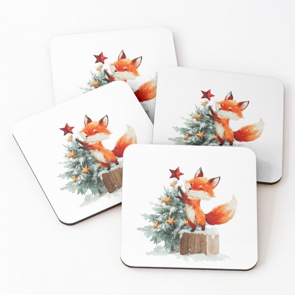 Item preview, Festive Fox Decorating Christmas Tree designed and sold by Anastasiia Yurevych.
