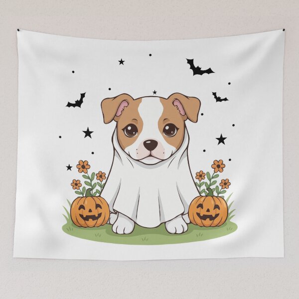 Item preview, Amstaff Puppy Ghost – Cute Halloween Dog Costume designed and sold by The Real Life Symphony.