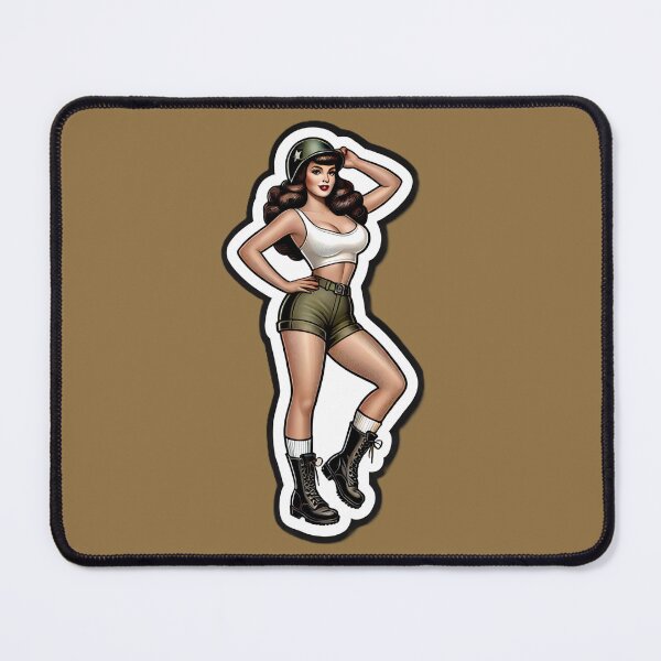 Item preview, Vintage Rockabilly Pin-Up Girl Army Print Artwork designed and sold by PinUpPizzazz.