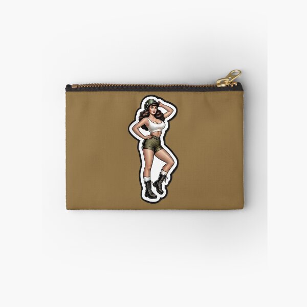 Item preview, Vintage Rockabilly Pin-Up Girl Army Print Artwork designed and sold by PinUpPizzazz.