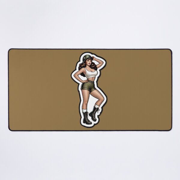 Item preview, Vintage Rockabilly Pin-Up Girl Army Print Artwork designed and sold by PinUpPizzazz.