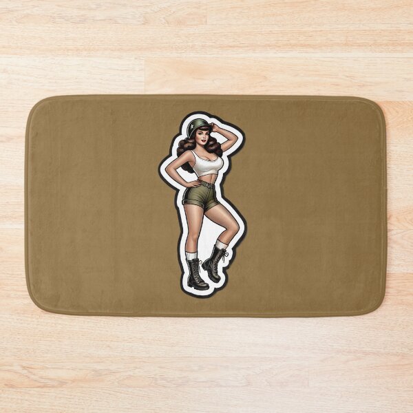 Item preview, Vintage Rockabilly Pin-Up Girl Army Print Artwork designed and sold by PinUpPizzazz.