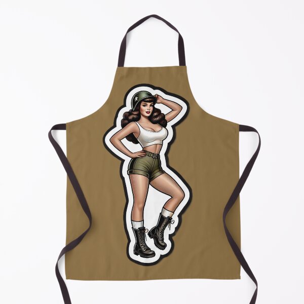 Item preview, Vintage Rockabilly Pin-Up Girl Army Print Artwork designed and sold by PinUpPizzazz.