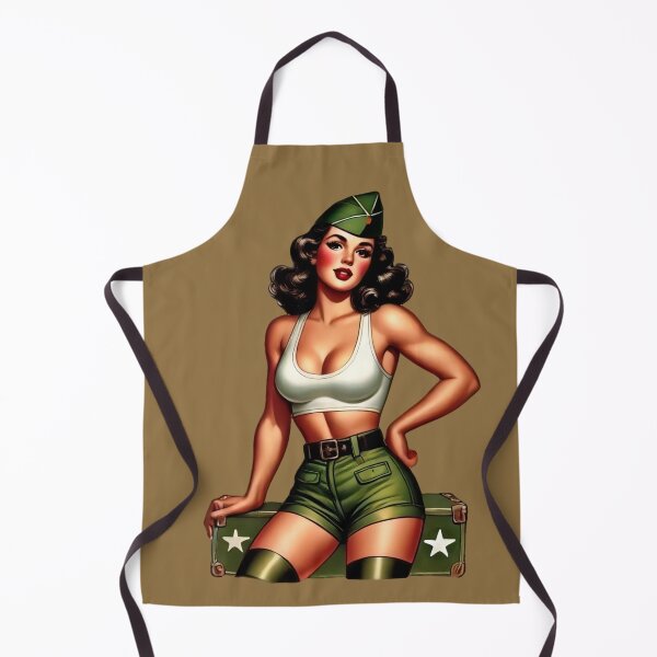 Item preview, Retro Rockabilly Pin-Up Girl Army Print Artwork designed and sold by PinUpPizzazz.