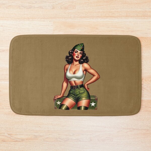 Item preview, Retro Rockabilly Pin-Up Girl Army Print Artwork designed and sold by PinUpPizzazz.