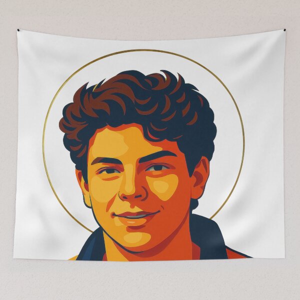Item preview, Saint Carlo Acutis, Millennial Saint, colorful portrait designed and sold by VarnaChitra.