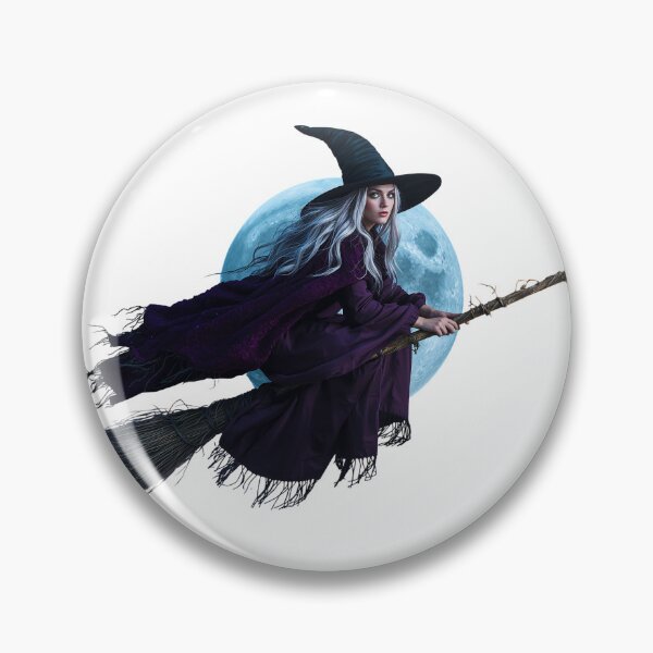 Item preview, Witch flying on a broomstick with a full moon in the background designed and sold by PWDigitalArt.