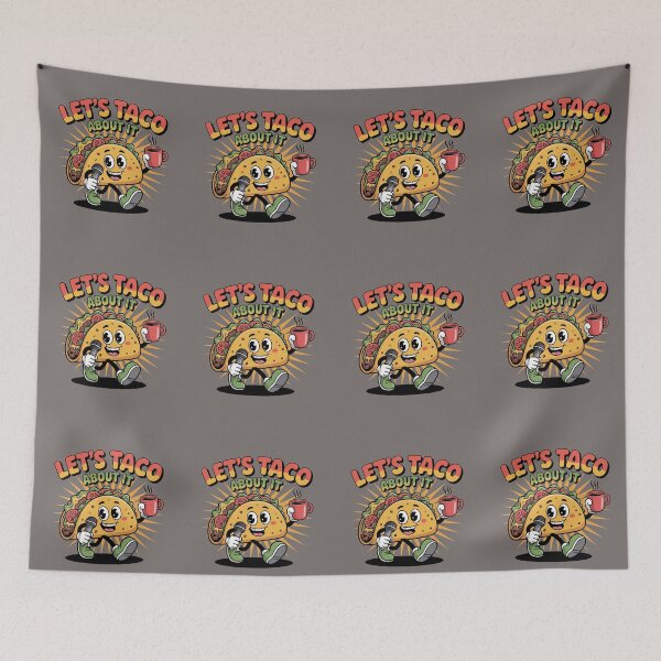 Item preview, "Let's  Taco About It -Funny Taco & Coffee Cartoon Design" designed and sold by HolisticFurArt.