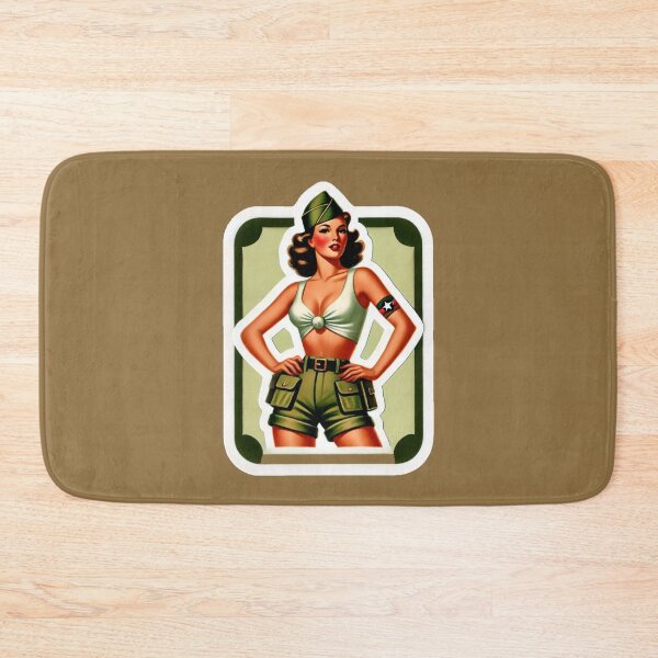 Item preview, Retro Rockabilly Pin-Up Girl Army Print Artwork designed and sold by PinUpPizzazz.